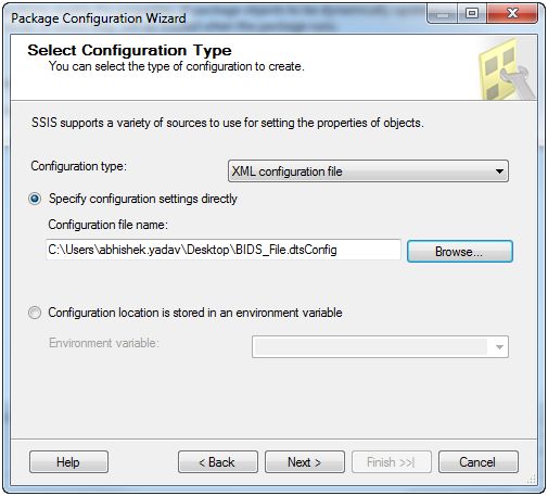 selecting XML configuration 